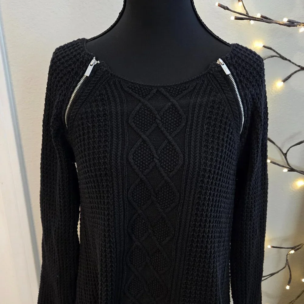 Guess S/P Black Sweater with Shoulder Zipper detail - EUC